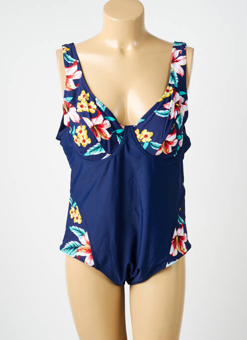 Costum de baie dintr-o singură piesă efect material satinat top sutien modelat albastru NEUFRED femme