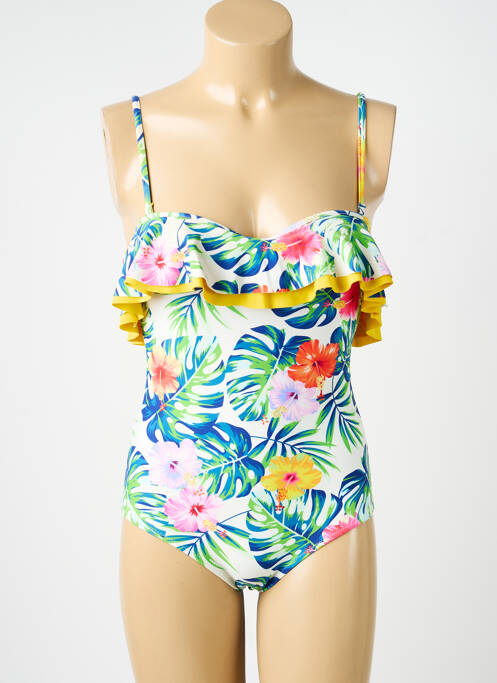 Costum de baie dintr-o singură piesă efect material satinat top sutien modelat alb NEUFRED femme