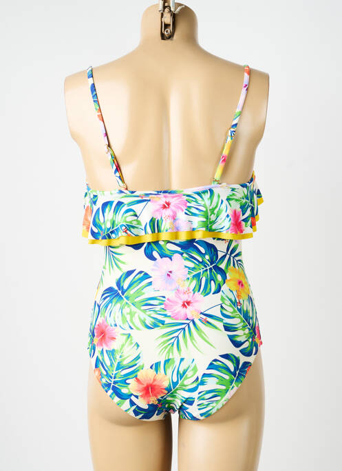 Costum de baie dintr-o singură piesă efect material satinat top sutien modelat alb NEUFRED femme