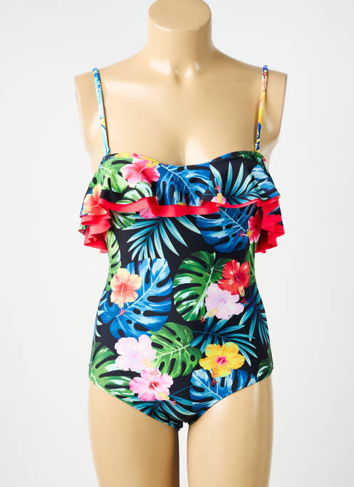 Costum de baie dintr-o singură piesă efect material satinat top sutien modelat albastru NEUFRED femme