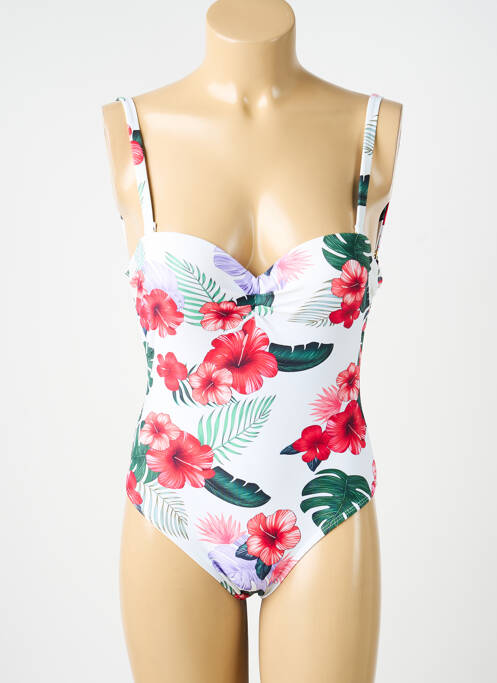 Costum de baie dintr-o singură piesă efect material satinat top sutien modelat alb VIDOYA femme