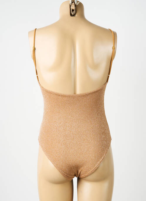 Costum de baie dintr-o singură piesă efect material satinat top sutien modelat bej L. BEACH femme