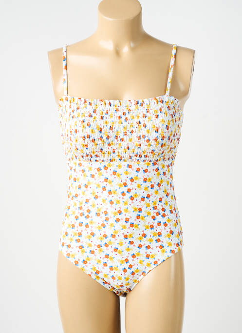 Costum de baie dintr-o singură piesă efect material satinat top sutien modelat galben MERMAID femme