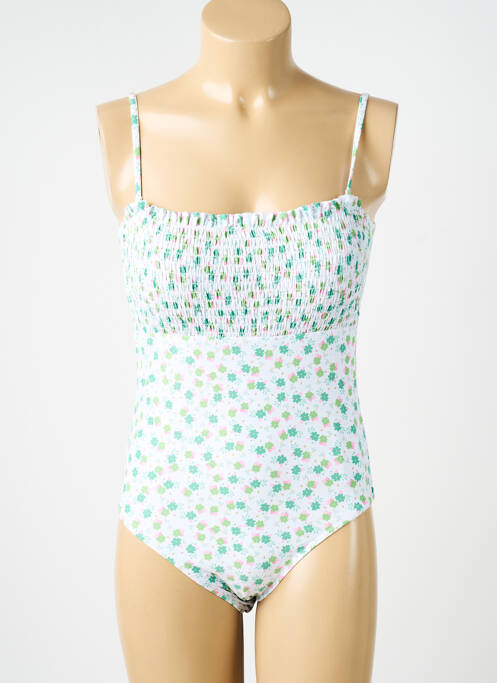 Costum de baie dintr-o singură piesă efect material satinat top sutien modelat verde MERMAID femme