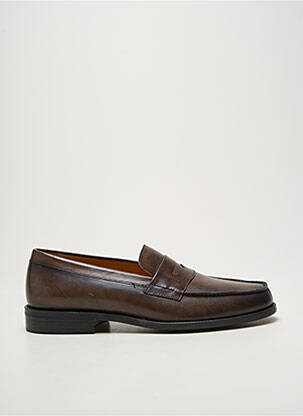 Mocasini țesătură satinată toc mic maro PACO MILAN bărbat