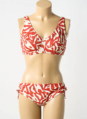 Costum de baie din două piese elasticitate sutien balconet cu decolteu înalt portocaliu LAGON BLEU femme