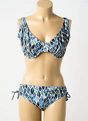 Costum de baie din două piese elasticitate sutien balconet cu decolteu înalt albastru LAGON BLEU femme