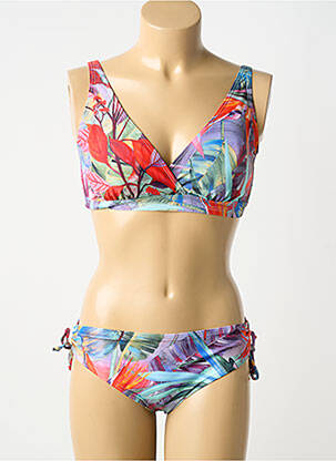 Costum de baie din două piese elasticitate sutien cu susținere înaltă și burete detașabil roșu LAGON BLEU femeie
