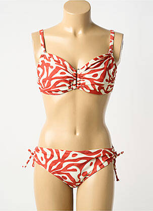 Costum de baie din două piese elasticitate sutien balconet cu decolteu înalt portocaliu LAGON BLEU femme