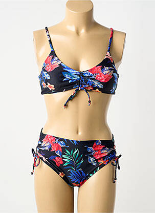 Costum de baie din două piese elasticitate sutien cu susținere înaltă și burete detașabil negru HIBIKINI femeie