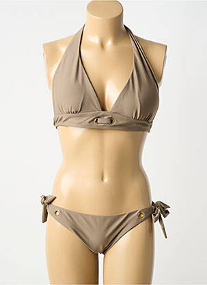 Costum de baie din două piese elasticitate sutien cu susținere înaltă și burete detașabil maro HIBIKINI femeie
