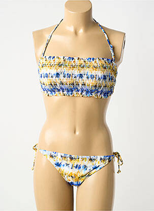 Costum de baie din două piese elasticitate sutien cu susținere înaltă și burete detașabil galben POWER FLOWER femme