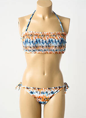 Costum de baie din două piese elasticitate sutien cu susținere înaltă și burete detașabil portocalie POWER FLOWER femeie