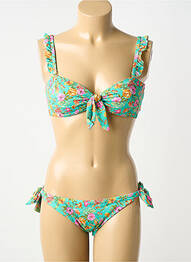Costum de baie din două piese elasticitate sutien cu susținere înaltă și burete detașabil verde SWEET SECRET femme