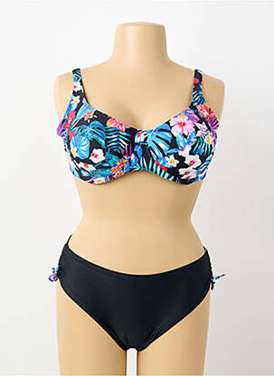 Costum de baie din două piese elasticitate sutien balconet cu decolteu înalt negru VERY ZEN femme