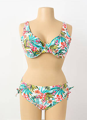 Costum de baie din două piese elasticitate sutien balconet cu decolteu înalt alb LAGON BLEU femme