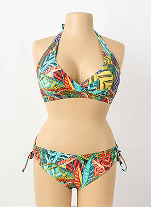 Costum de baie din două piese elasticitate sutien cu susținere înaltă și burete detașabil verde LAGON BLEU femme