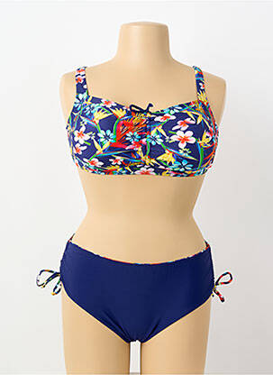 Costum de baie din două piese elasticitate sutien cu susținere înaltă și burete detașabil albastru KATIA femme