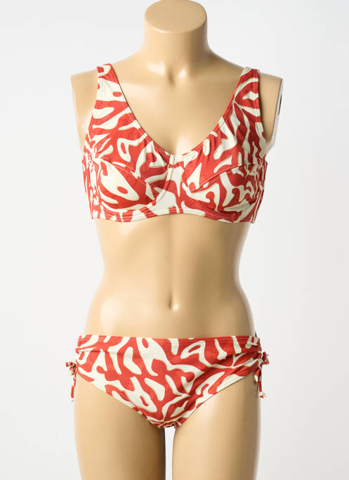 Costum de baie din două piese elasticitate sutien balconet cu decolteu înalt portocaliu LAGON BLEU femme