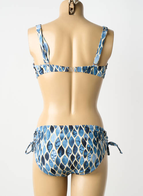 Costum de baie din două piese elasticitate sutien balconet cu decolteu înalt albastru LAGON BLEU femme