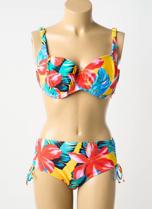 Costum de baie din două piese elasticitate top sutien modelat galben FEI femme