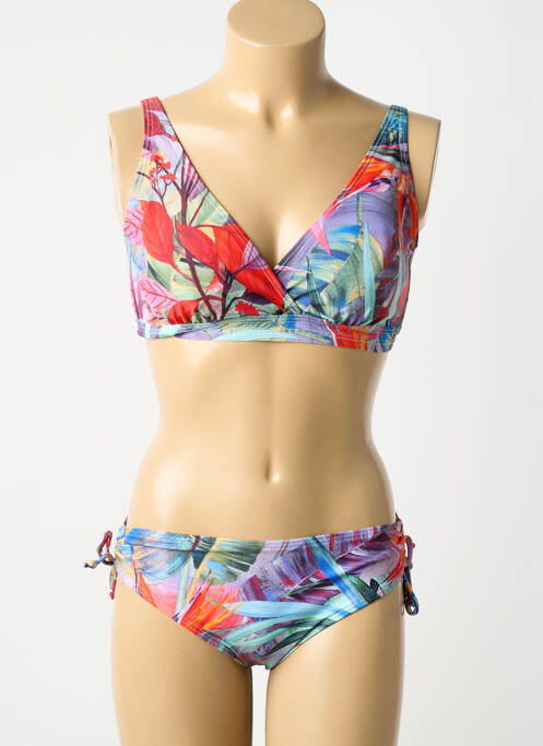 Costum de baie din două piese elasticitate sutien cu susținere înaltă și burete detașabil roșu LAGON BLEU femme