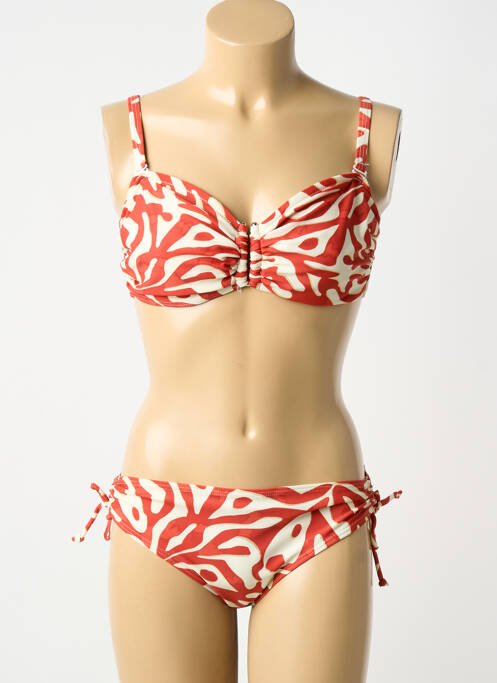 Costum de baie din două piese elasticitate sutien balconet cu decolteu înalt portocaliu LAGON BLEU femme