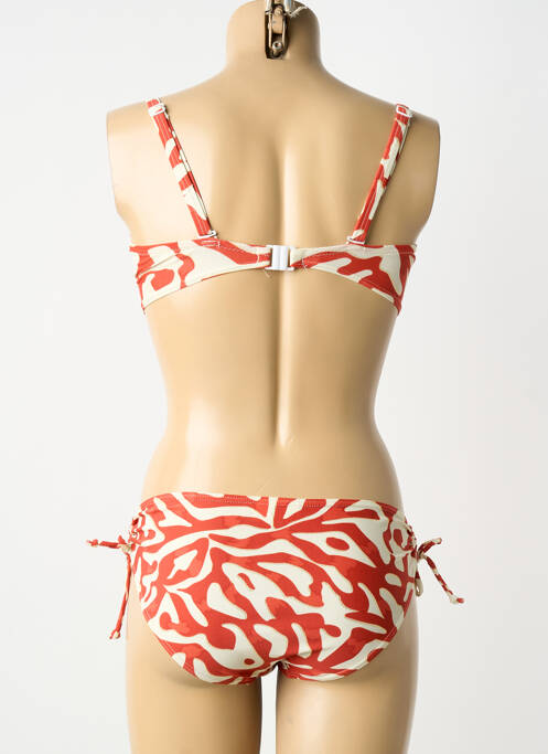 Costum de baie din două piese elasticitate sutien balconet cu decolteu înalt portocaliu LAGON BLEU femme