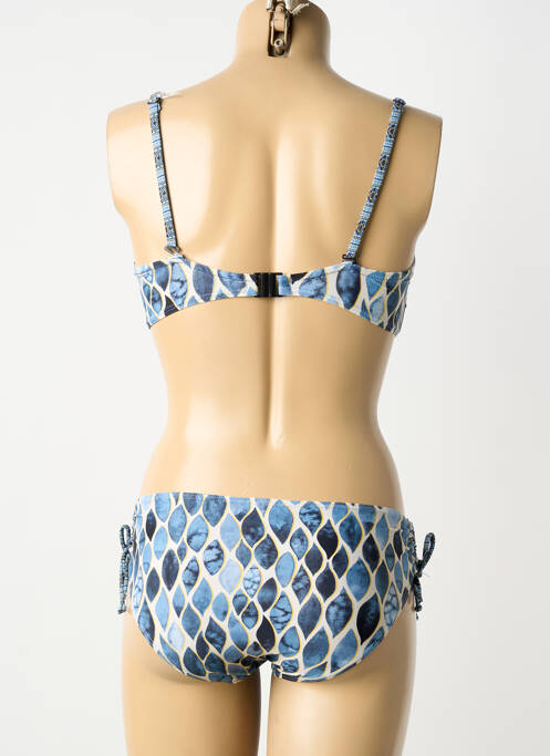 Costum de baie din două piese elasticitate sutien balconet cu decolteu înalt albastru LAGON BLEU femme