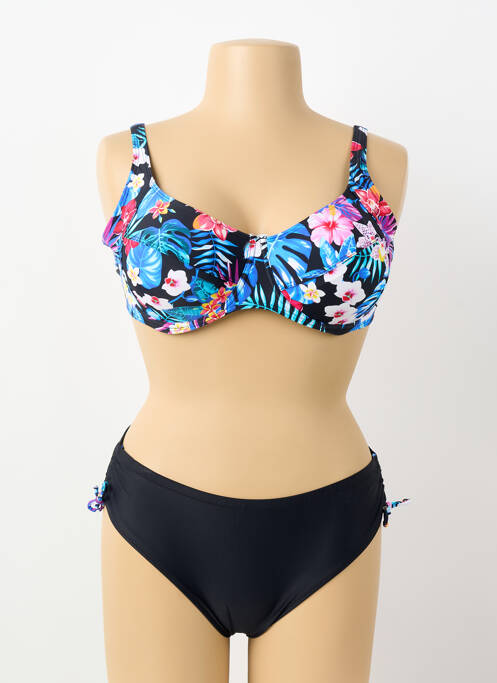 Costum de baie din două piese elasticitate sutien balconet cu decolteu înalt negru VERY ZEN femme