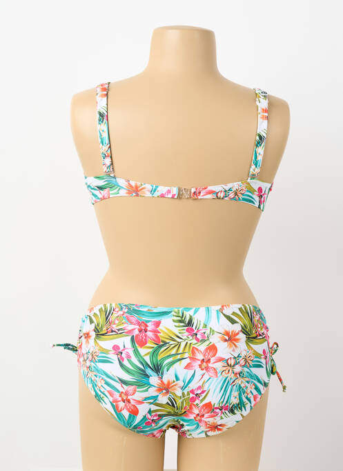 Costum de baie din două piese elasticitate sutien balconet cu decolteu înalt alb LAGON BLEU femme