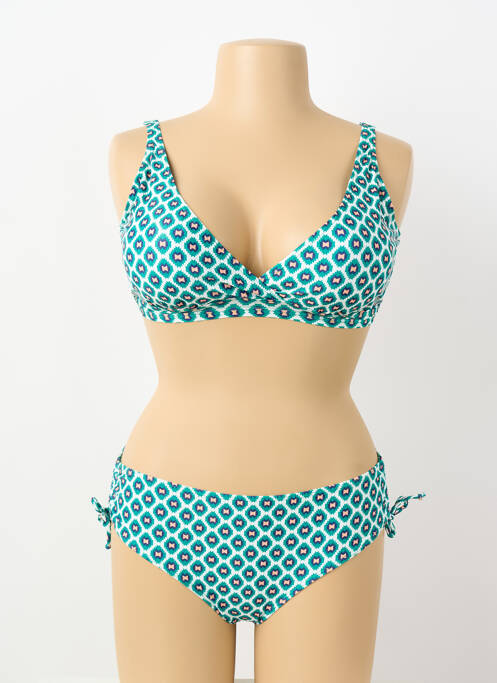 Costum de baie din două piese elasticitate sutien cu susținere înaltă și burete detașabil verde LAGON BLEU femme