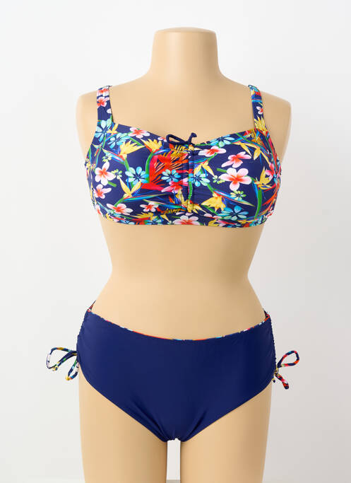 Costum de baie din două piese elasticitate sutien cu susținere înaltă și burete detașabil albastru KATIA femme