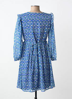 Rochie midi croială fluidă mâneci lungi albastru MAJOLICA femeie