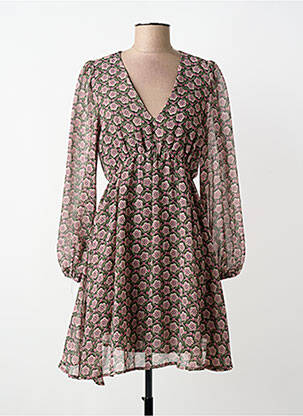 Rochie midi imprimeu floral mâneci lungi verde CERISE BLUE femeie