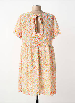 Rochie midi imprimeu floral mâneci scurte portocalie INSPIRATION STUDIO femeie