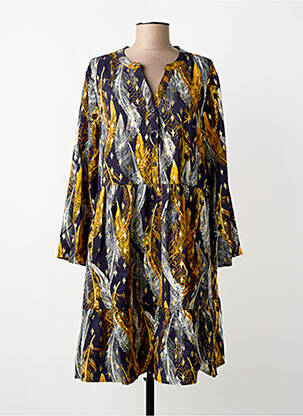 Rochie midi croială fluidă mâneci lungi galben WORLD FASHION femeie