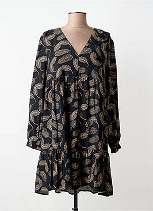 Rochie midi croială fluidă mâneci lungi negru BY ONE femeie