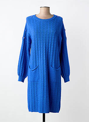 Rochie pulover croială dreaptă mâneci lungi albastru WORLD FASHION femeie