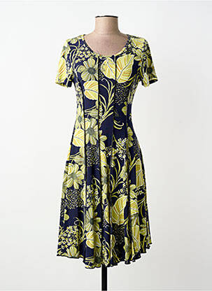 Rochie midi imprimeu floral mâneci scurte albastru MASQUENADA femeie