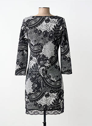 Rochie midi imprimeu floral mâneci lungi negru REVD'ELLE femeie