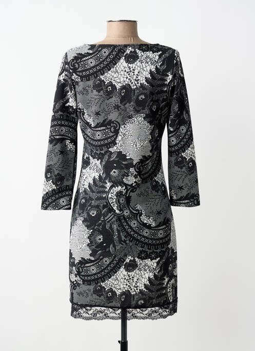 Rochie midi imprimeu floral mâneci lungi negru REVD'ELLE femme