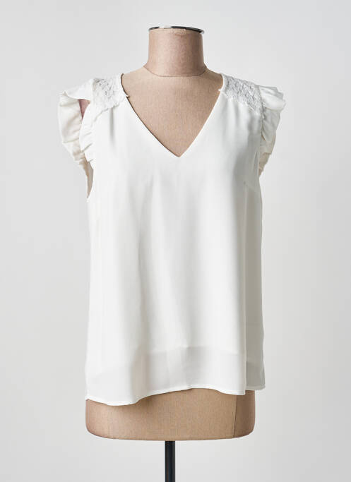 Top croială fluidă mâneci scurte alb MAJOLICA femme