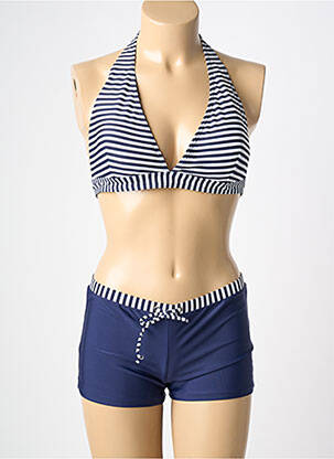 Costum de baie din două piese elasticitate top triunghiuri albastru LAGON BLEU femeie