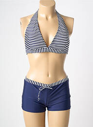Costum de baie din două piese elasticitate top triunghiuri albastru LAGON BLEU femme