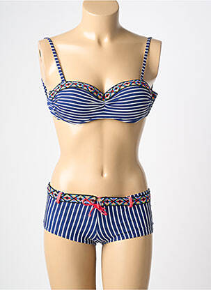 Costum de baie din două piese elasticitate top sutien modelat albastru NEUFRED femeie