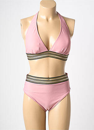 Costum de baie din două piese elasticitate top triunghiuri roz MERMAID femeie