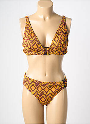 Costum de baie din două piese elasticitate top triunghiuri galben HIBIKINI femeie