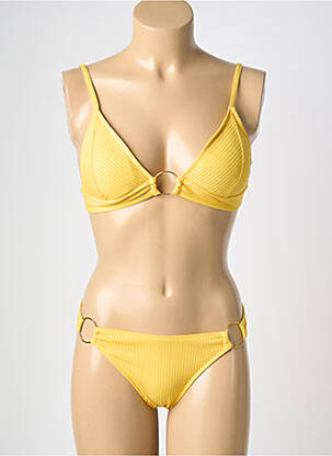 Costum de baie din două piese elasticitate top triunghiuri galben HIBIKINI femeie