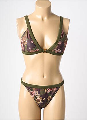 Costum de baie din două piese elasticitate top triunghiuri verde VERY ZEN femeie